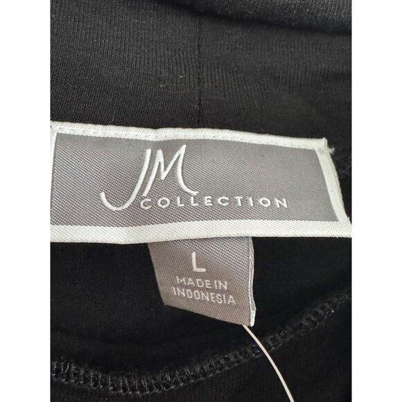 JM Collection Black Long Sleeve Stretch Top L New - Picture 2 of 3